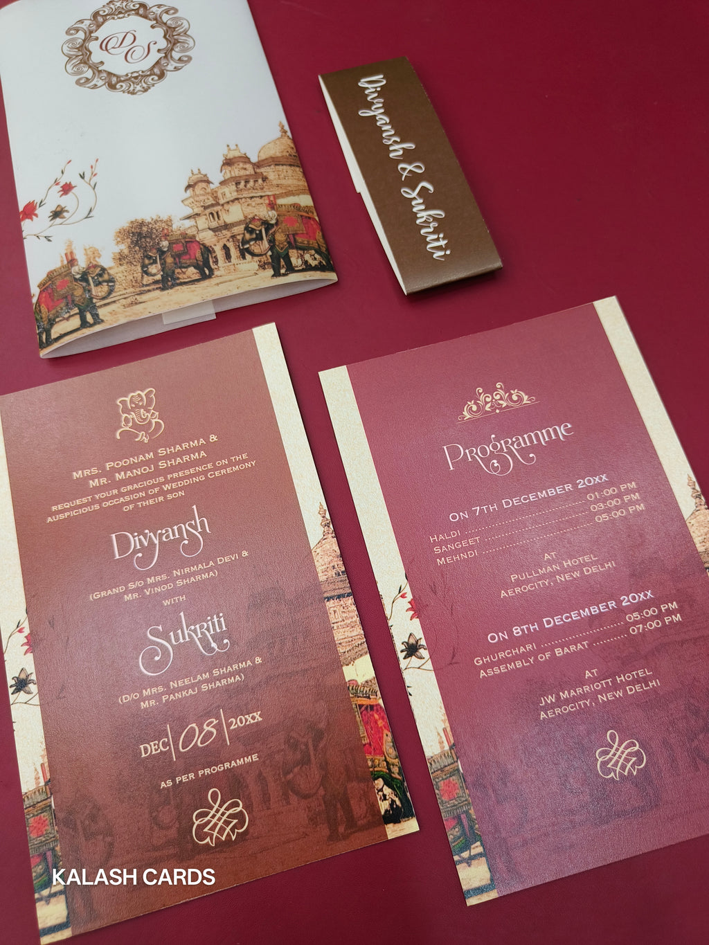 KL2166 Translucent Cover Luxury Wedding Card (2 Page)-Kalash Cards