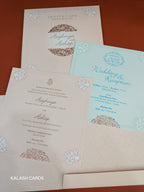 KLB550 Pastel Floral Frame Semi Box Wedding Card (2 Page)-Kalash Cards