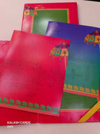 KL0167 Umbrella Elephant Design Hardboard Padding Thick Wedding Card with 2 Inserts and Envelope-Kalash Cards
