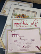 KLB559 Royal Elephant Design Hardboard Padding Thick Wedding Card (2 Page)-Kalash Cards