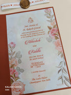 KL2159 Floral Theme Minimal Wedding Card with Flower Seal & Band (1 Page) - Pack of 10 Qty-Kalash Cards