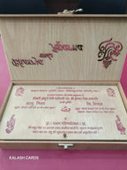 KL9004 Lasercut Luxury Wooden Gift Box with 2 Page Card and Lasercut Couple Name-Kalash Cards