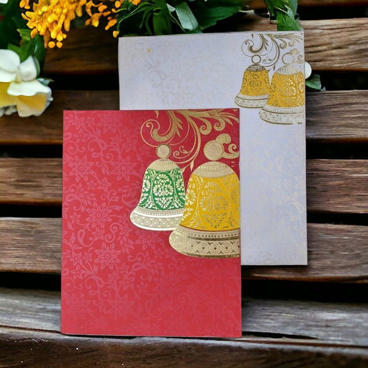 KL010066 Bell Design Semi Box Paper Wedding Card-Kalash Cards