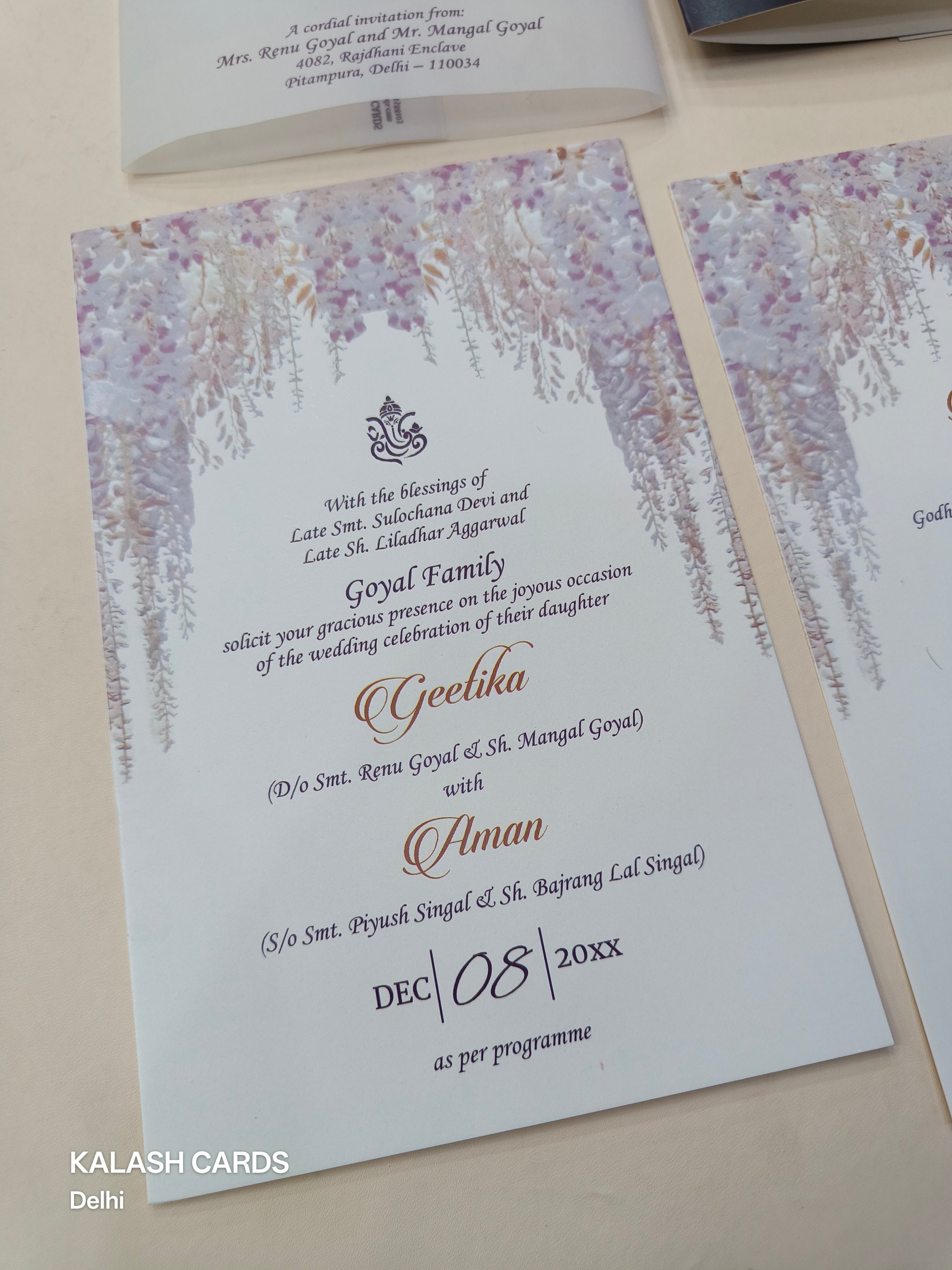 KL2168 Translucent Cover Luxury Wedding Card (2 Page)-Kalash Cards