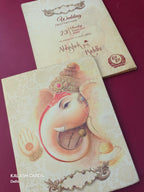 KL03651 Hindu Hardboard Padding Thick Wedding Card with 2 Page and Envelope-Kalash Cards