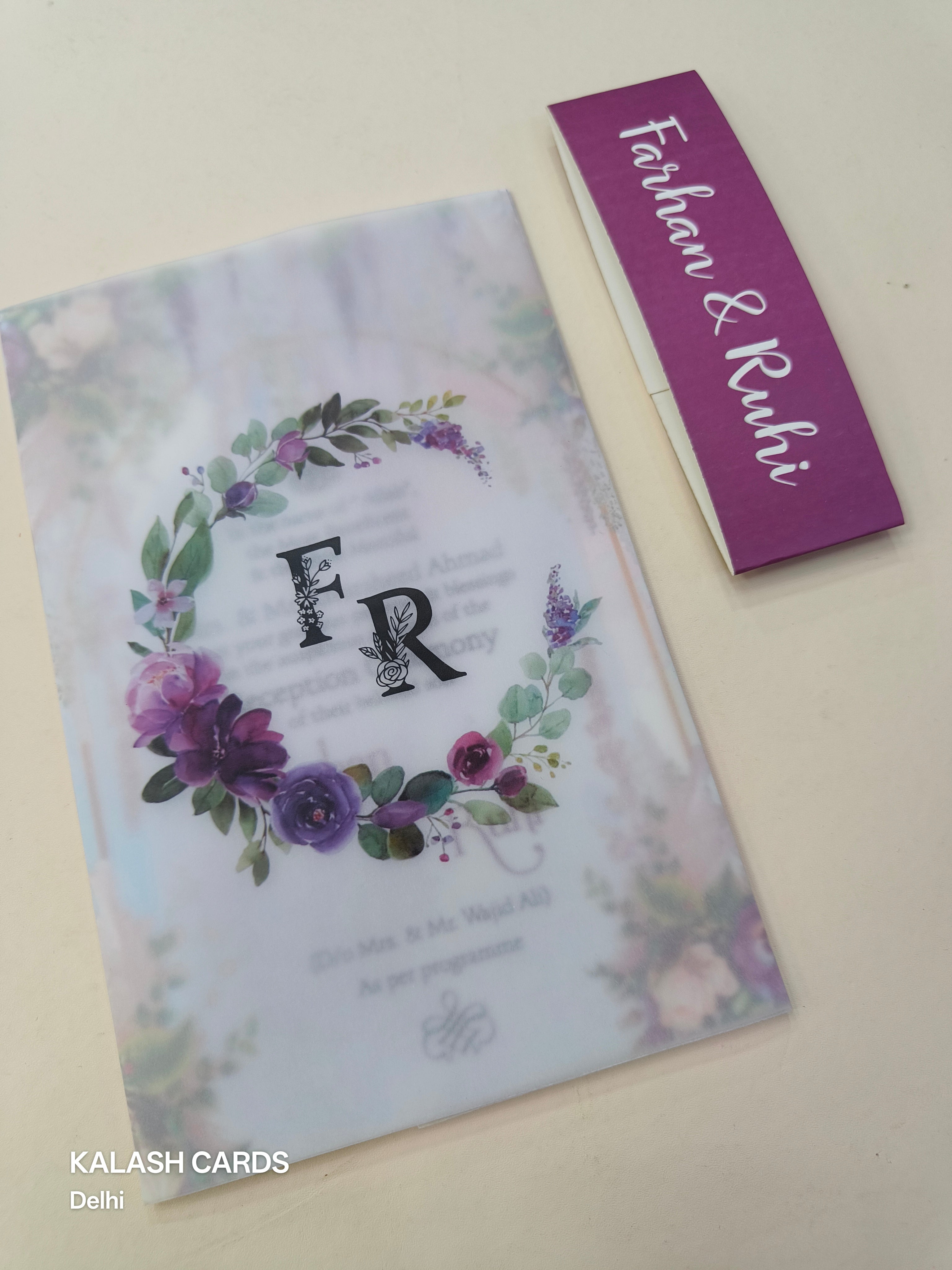 KL2140 Translucent Cover Luxury Wedding Card (2 Page)-Kalash Cards