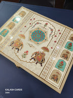 KL9032 Royal Elephant Design Luxury Gift Box with 2 Printed Page Cards (2 Jars)-Kalash Cards