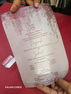 KL2153 Luxury Translucent Scroll Wedding Card with Matching Box Cover and Personalised Band-Kalash Cards