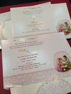 KLB524 Royal Mandap Theme Laser Cut Work Hardboard Padding Thick Wedding Card (2 Thick Page)-Kalash Cards