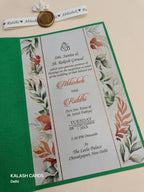 KL2177 Floral Theme Minimal Wedding Card with Flower Seal & Band (1 Page) - Pack of 10 Qty-Kalash Cards