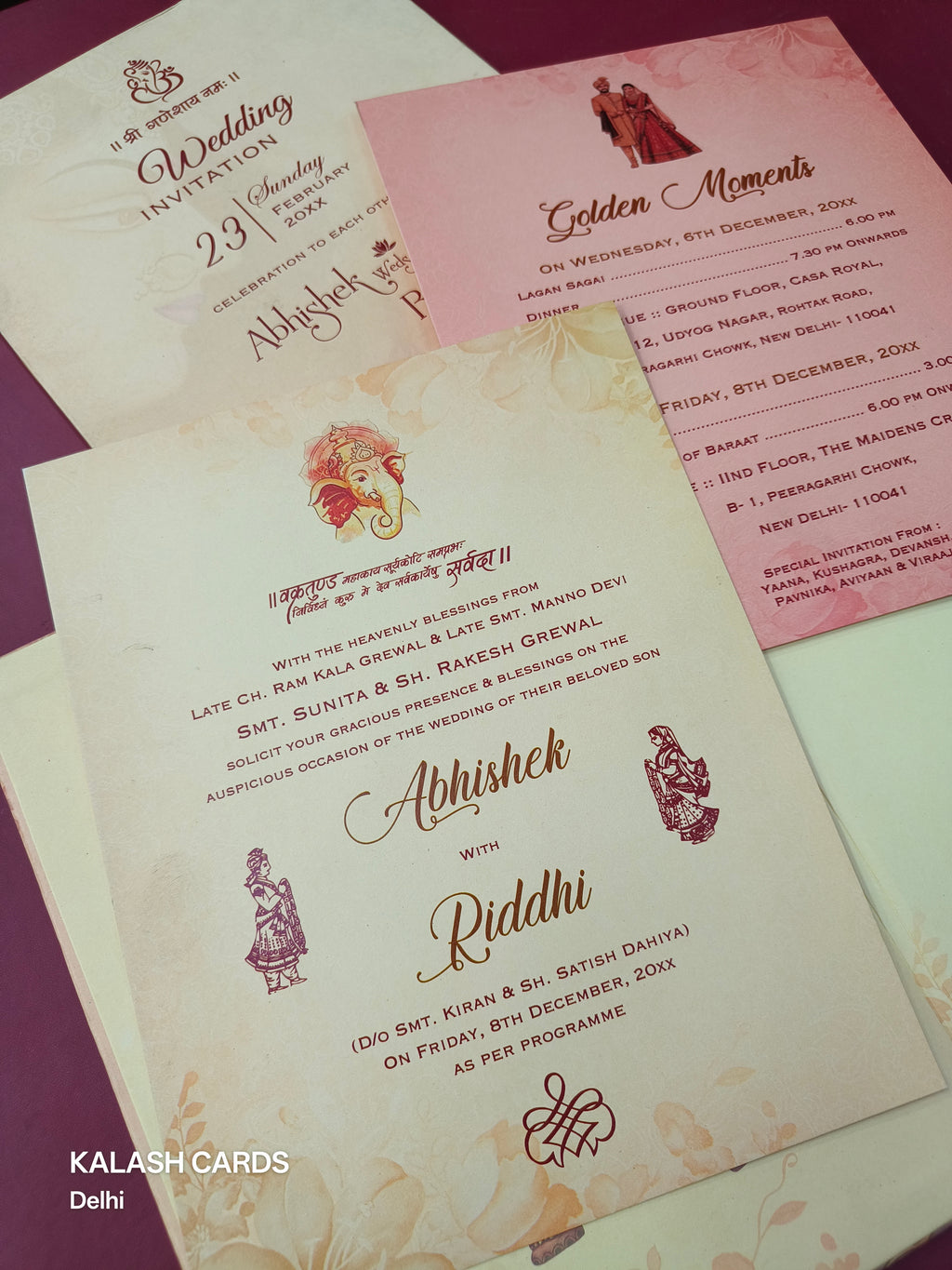 KL0831 Dulha Dulhan Design Thick Wedding Card (2 Page)-Kalash Cards
