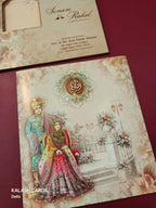 KLB575 Raja Rani Design Paper Wedding Card (2 Page)-Kalash Cards
