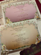 KLB523 Royal Elephant Theme Laser Cut Work Hardboard Padding Thick Wedding Card (2 Thick Page & Acrylic Couple Initial)-Kalash Cards
