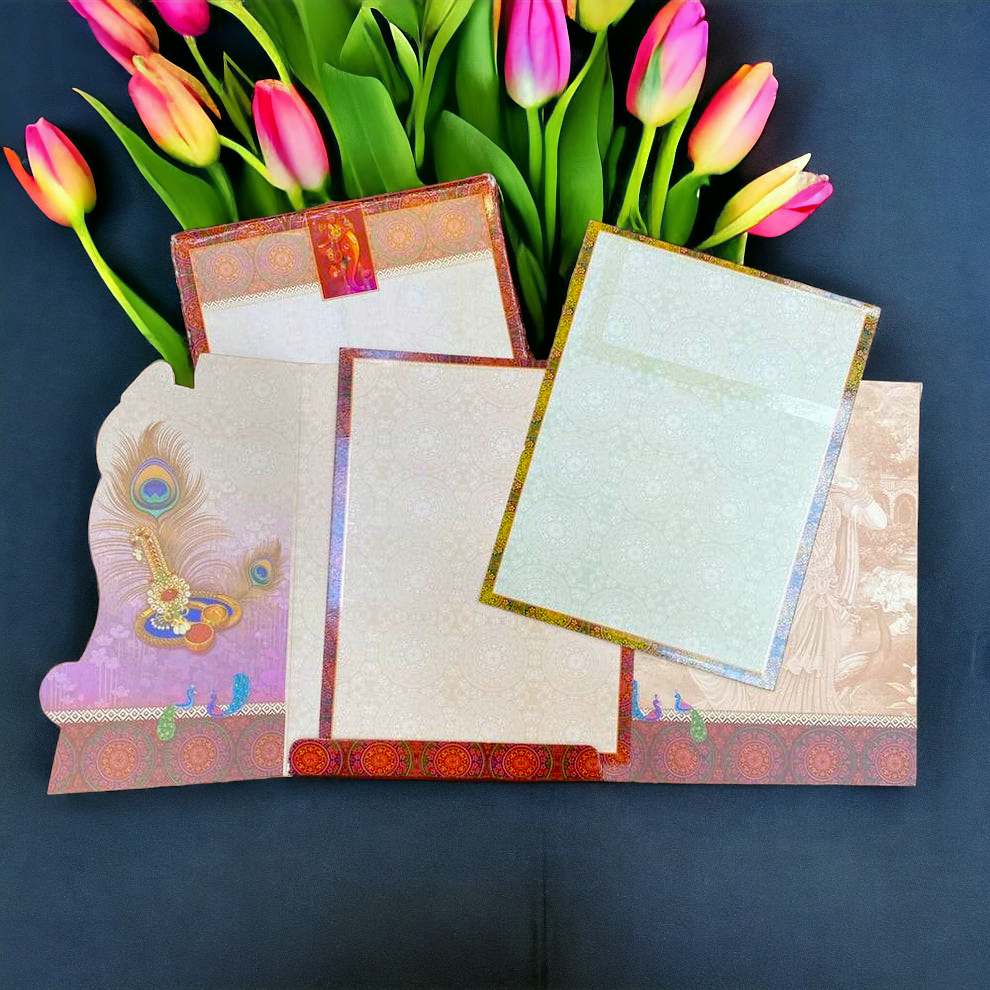 KL0826 Ganesha Semi Box Paper Wedding Card-Kalash Cards