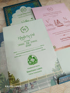 KLB535 Elegant Elephant Theme Semi Box Paper Wedding Card (2 Page)-Kalash Cards