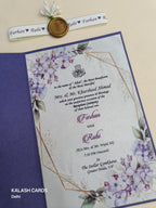 KL2174 Floral Theme Minimal Wedding Card with Flower Seal & Band (1 Page) - Pack of 10 Qty-Kalash Cards