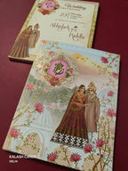 KL0278 Semi Box Dulha Dulhan Paper Wedding Card (2 Page)-Kalash Cards