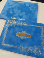 KLB506 Royal Floral Theme Velvet Hardboard Padding Thick Wedding Card (2 Page)-Kalash Cards