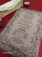 KL2150 Luxury Translucent Scroll Wedding Card with Matching Box Cover and Personalised Band-Kalash Cards