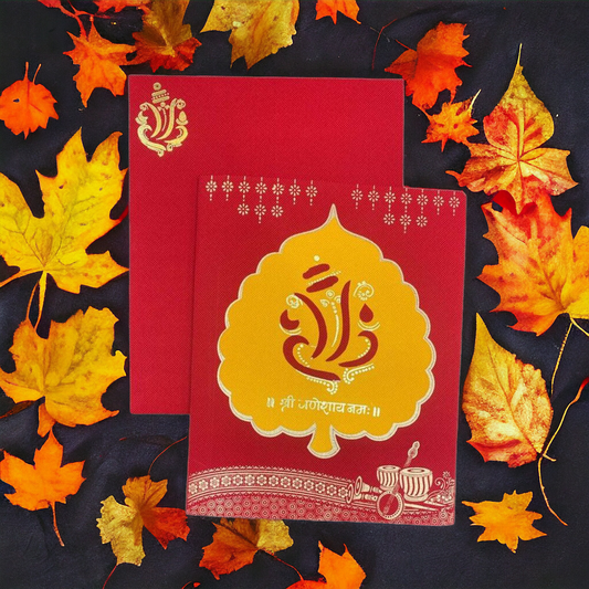 KL0271 Ganesh Design Semi Box Paper Wedding Card-Kalash Cards