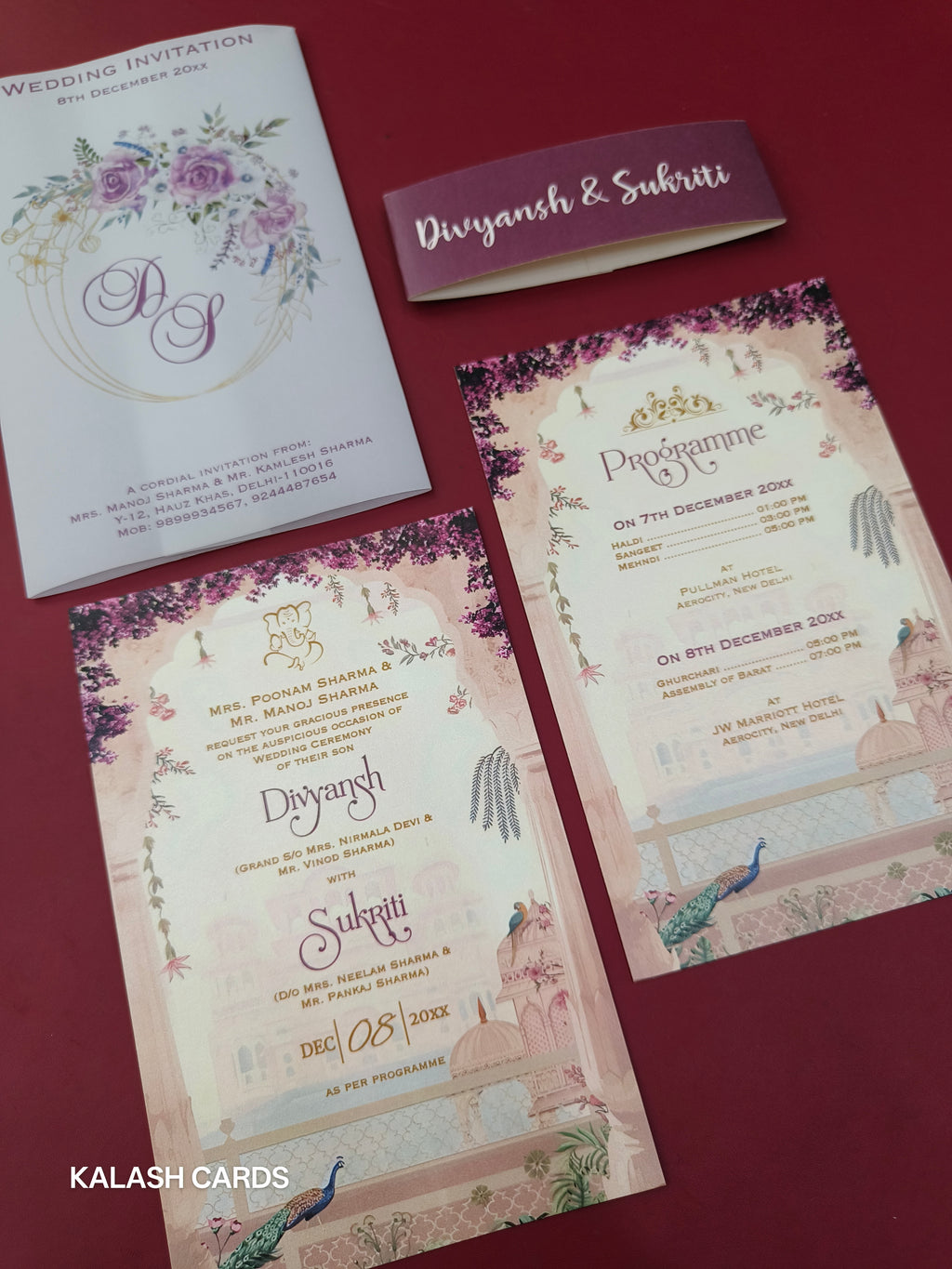 KL2216 Translucent Cover Luxury Wedding Card (2 Page)-Kalash Cards