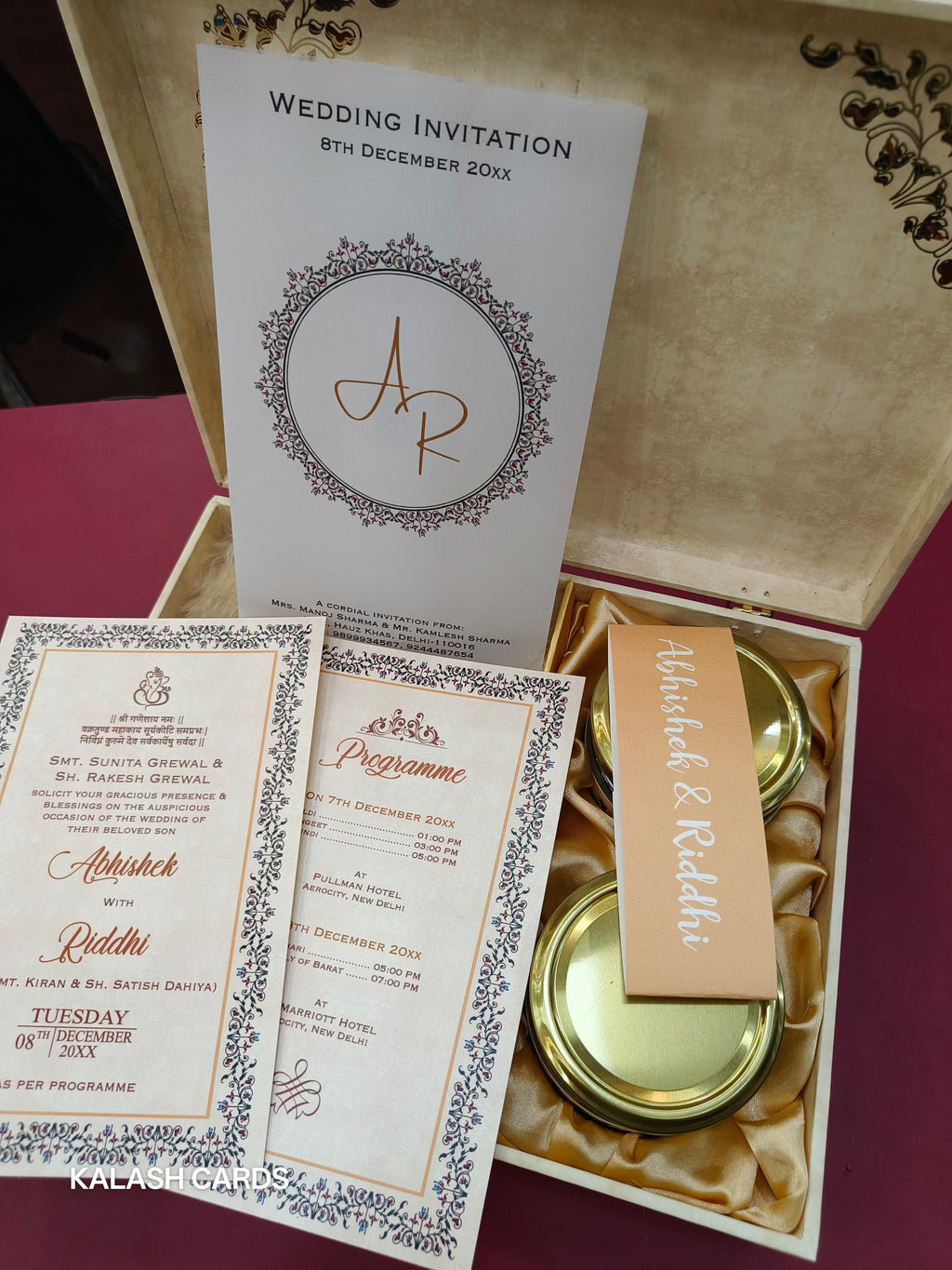 KL9083 Exclusive Floral Border Design Luxury Gift Box with 2 Page Translucent Cover Card (2 Jars)-Kalash Cards