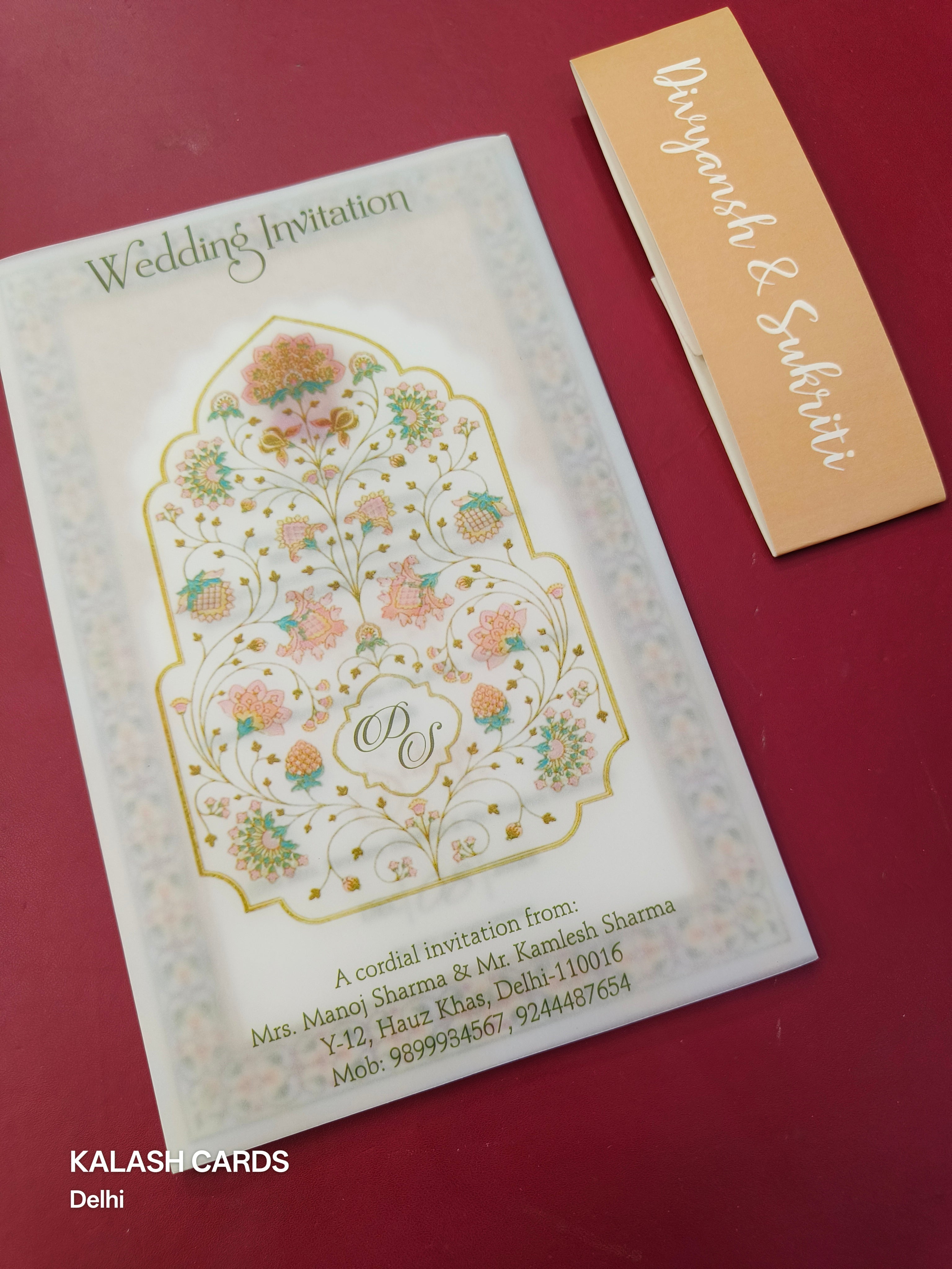 KL2225 Translucent Cover Luxury Wedding Card (2 Page)-Kalash Cards