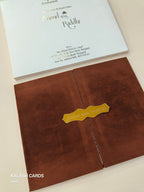 KLB1504 Luxury Velvet Gold Foil Print Hardboard Wedding Card (2 Page)-Kalash Cards