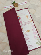 KL2132 Minimal Floral Design Wedding Card with Flower Seal and Band (1 Page)-Kalash Cards