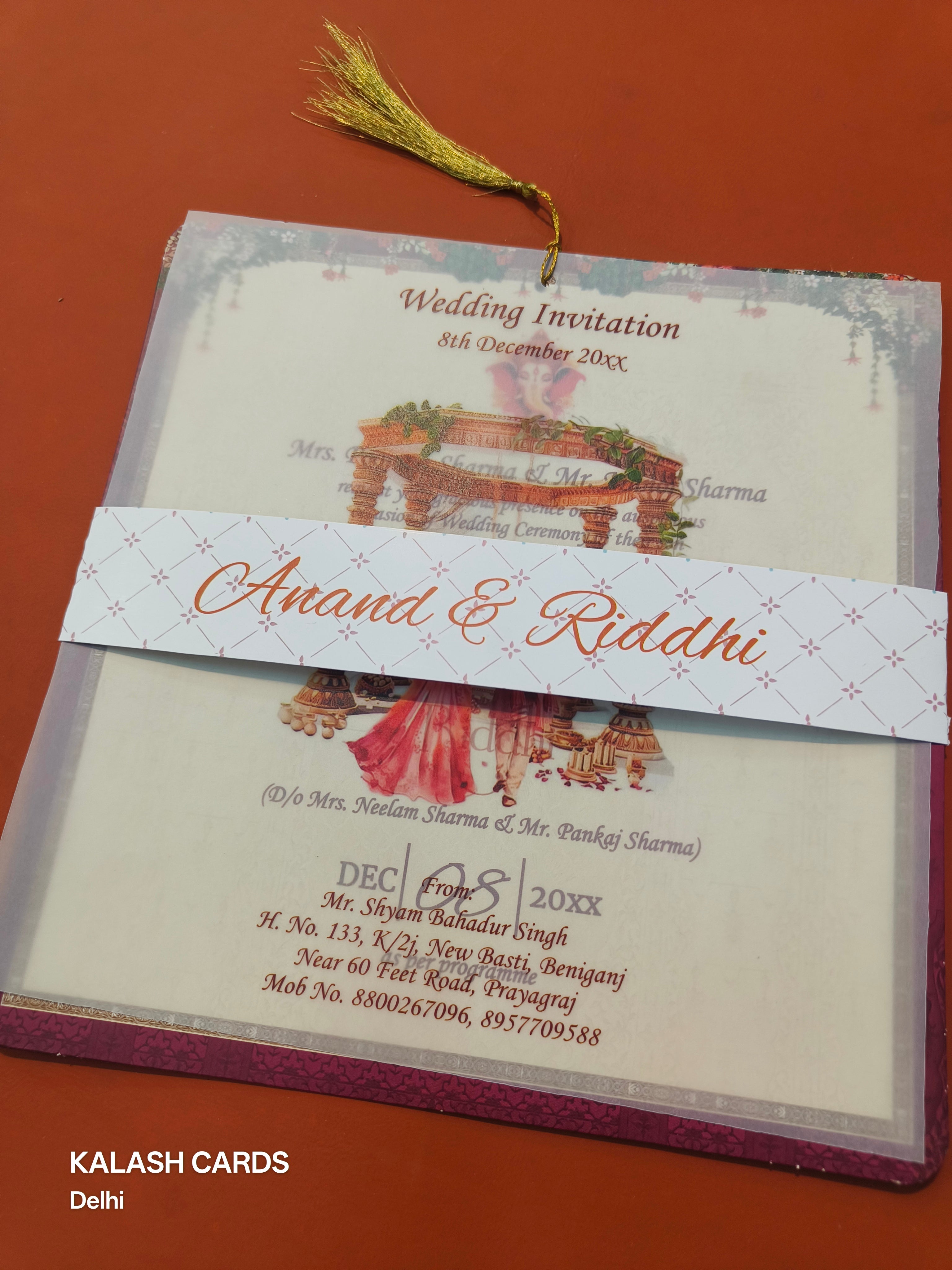 KL1805 Translucent Cover Luxury Wedding Card (2 Page)-Kalash Cards