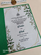 KL2158 Floral Theme Minimal Wedding Card with Flower Seal & Band (1 Page) - Pack of 10 Qty-Kalash Cards