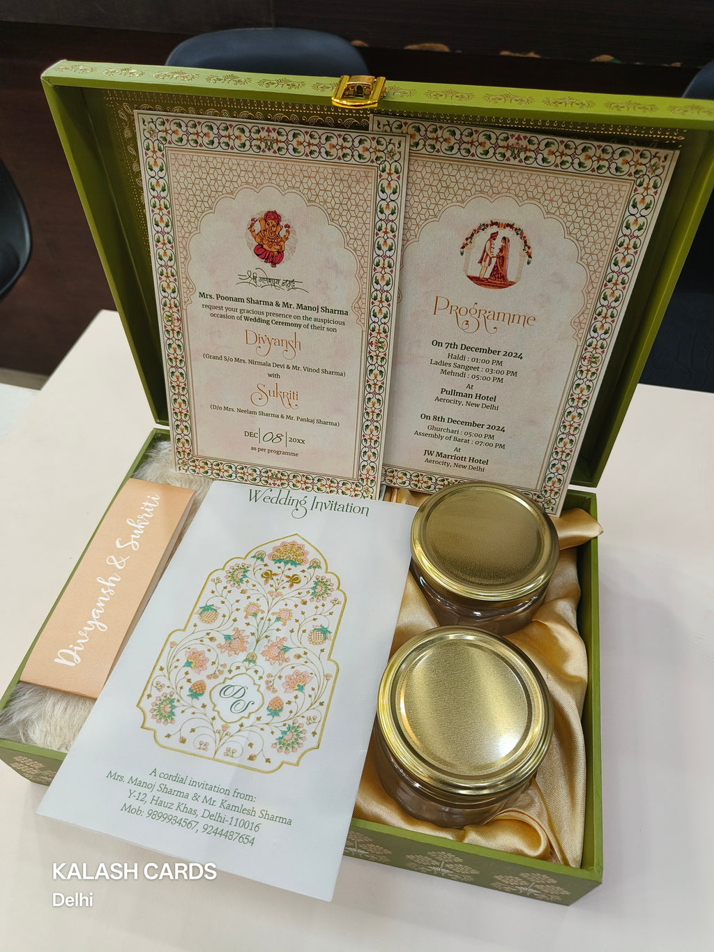 KL9030 Royal Design Luxury Gift Box with 2 Page Translucent Cover Card (2 Jars)-Kalash Cards