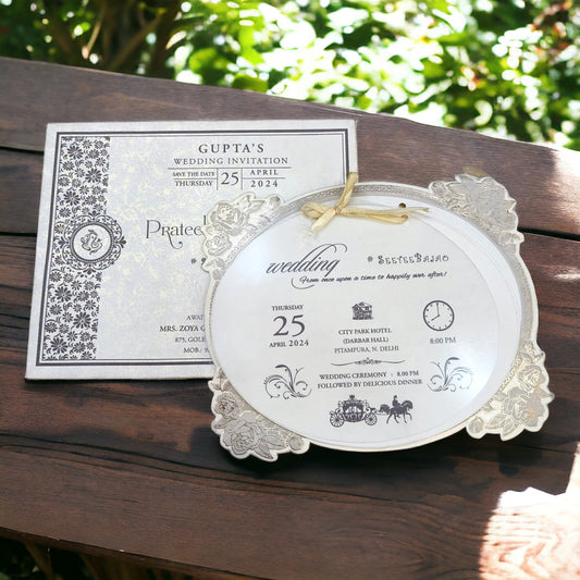 KLB567 Semi Box Paper Wedding Card with 2 Inserts & 1 Transparent Insert-Kalash Cards