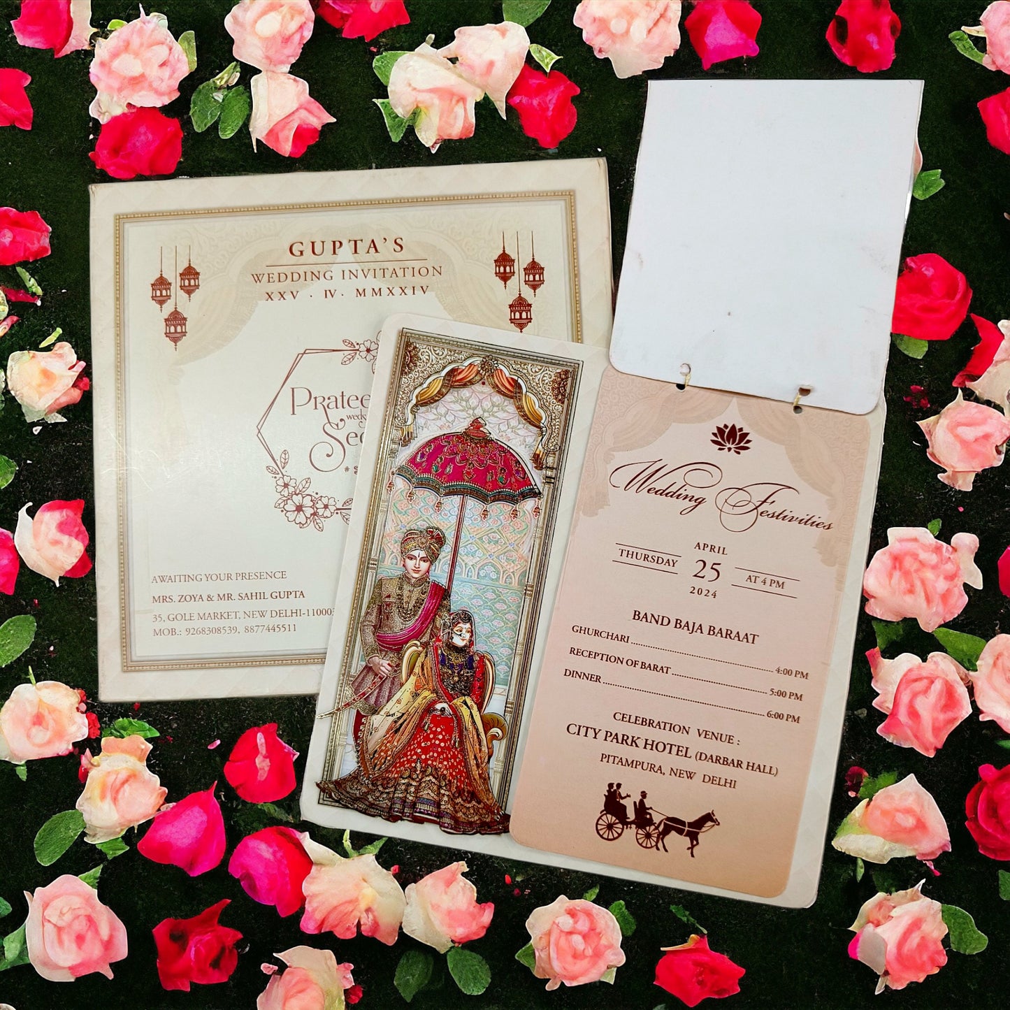 KLB578 Dulha Dulhan Wedding Card with 2 Inserts & 1 Transparent Insert-Kalash Cards