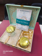 KL9009 Exclusive Elephant Design Luxury Gift Box with 2 Page Translucent Cover Card (2 Jars)-Kalash Cards