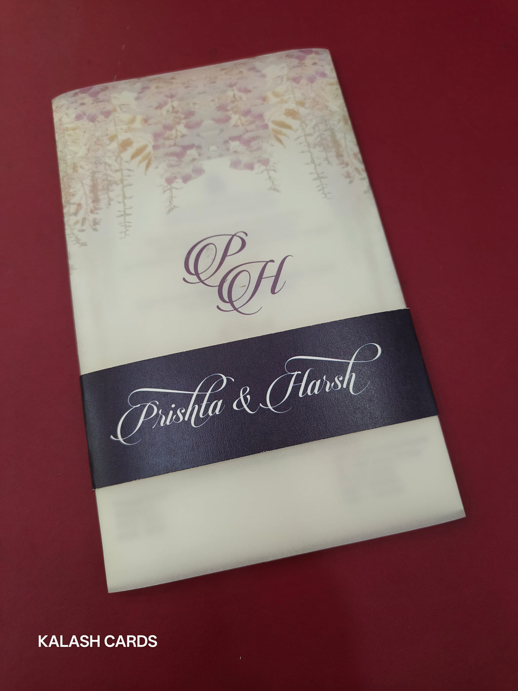 KL2168 Translucent Cover Luxury Wedding Card (2 Page)-Kalash Cards