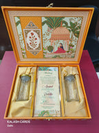 KL9058 Royal Elephant Design Luxury Gift Box with 2 Printed Page Cards (2 Jars)-Kalash Cards