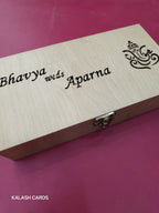 KL9004 Lasercut Luxury Wooden Gift Box with 2 Page Card and Lasercut Couple Name-Kalash Cards