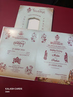 KLB582 Traditional Raja Rani Theme Paper Wedding Card (2 Page)-Kalash Cards