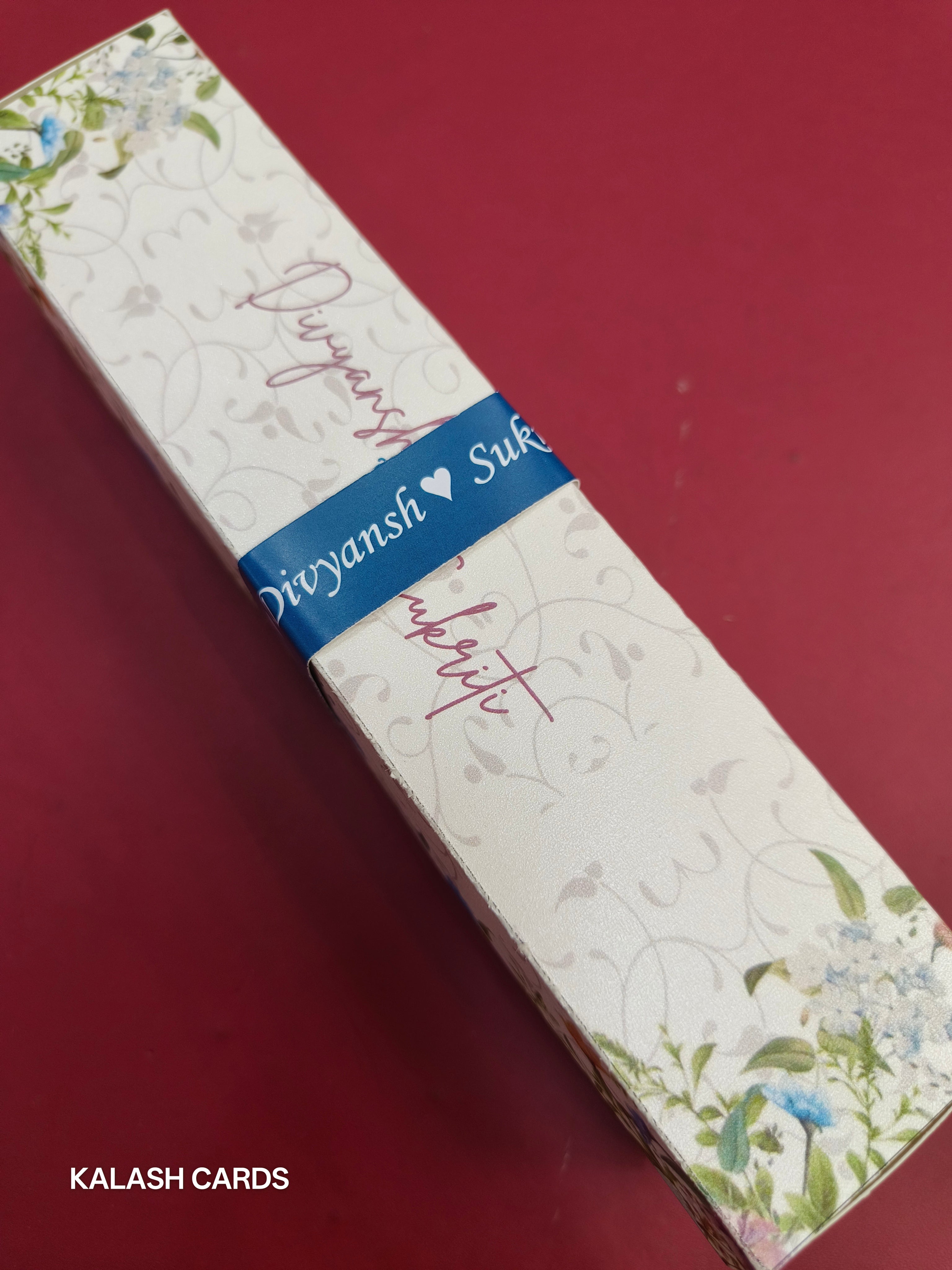 KL2152 Luxury Translucent Scroll Wedding Card with Matching Box Cover and Personalised Band-Kalash Cards