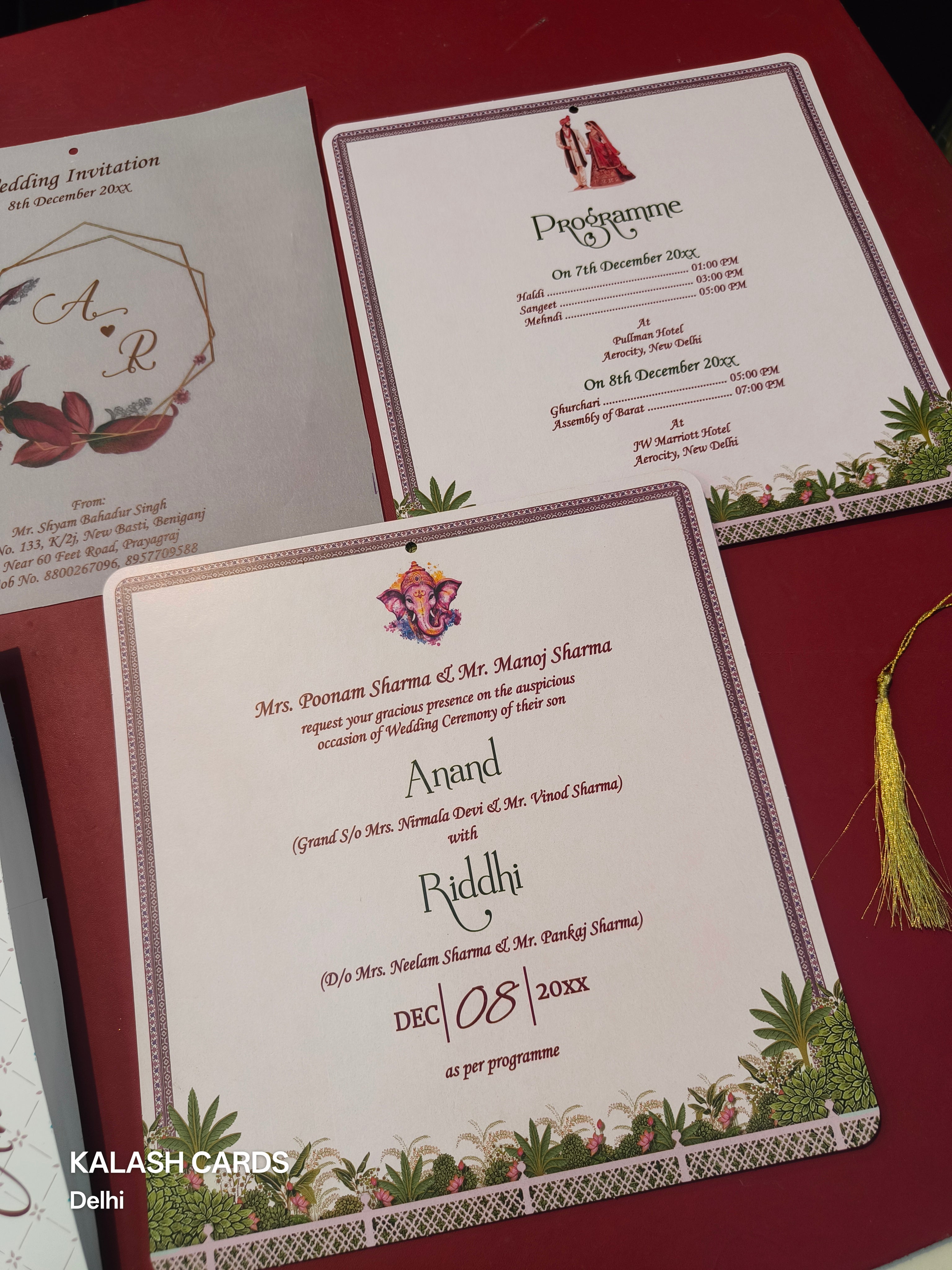 KL1806 Translucent Cover Luxury Wedding Card (2 Page)-Kalash Cards