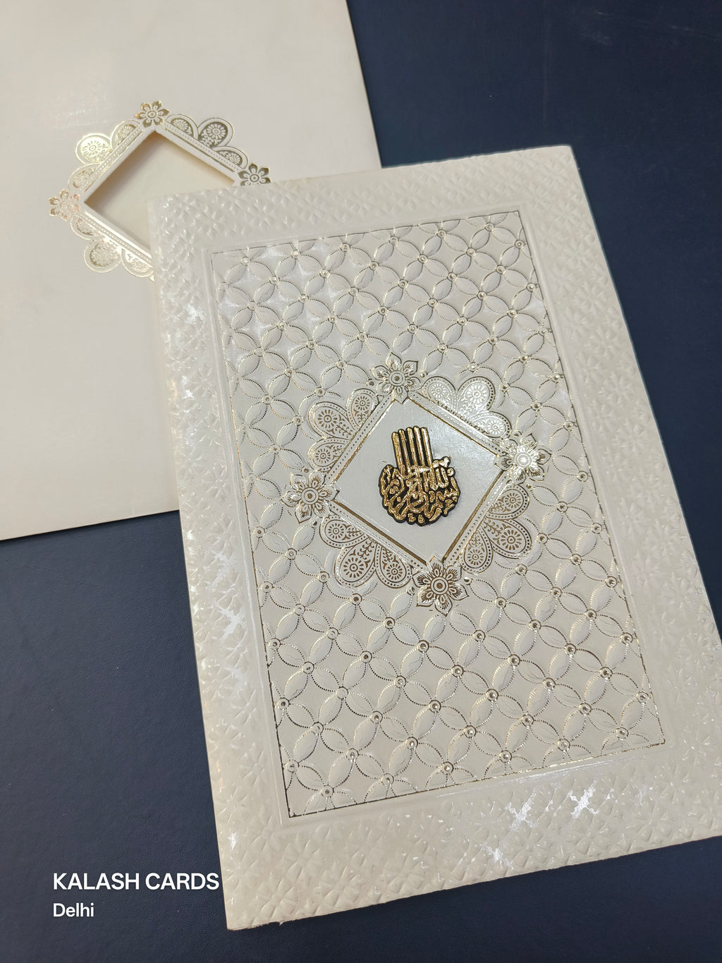 KL0119 Embossed Paper Wedding Card with 2 Inserts and Envelope-Kalash Cards