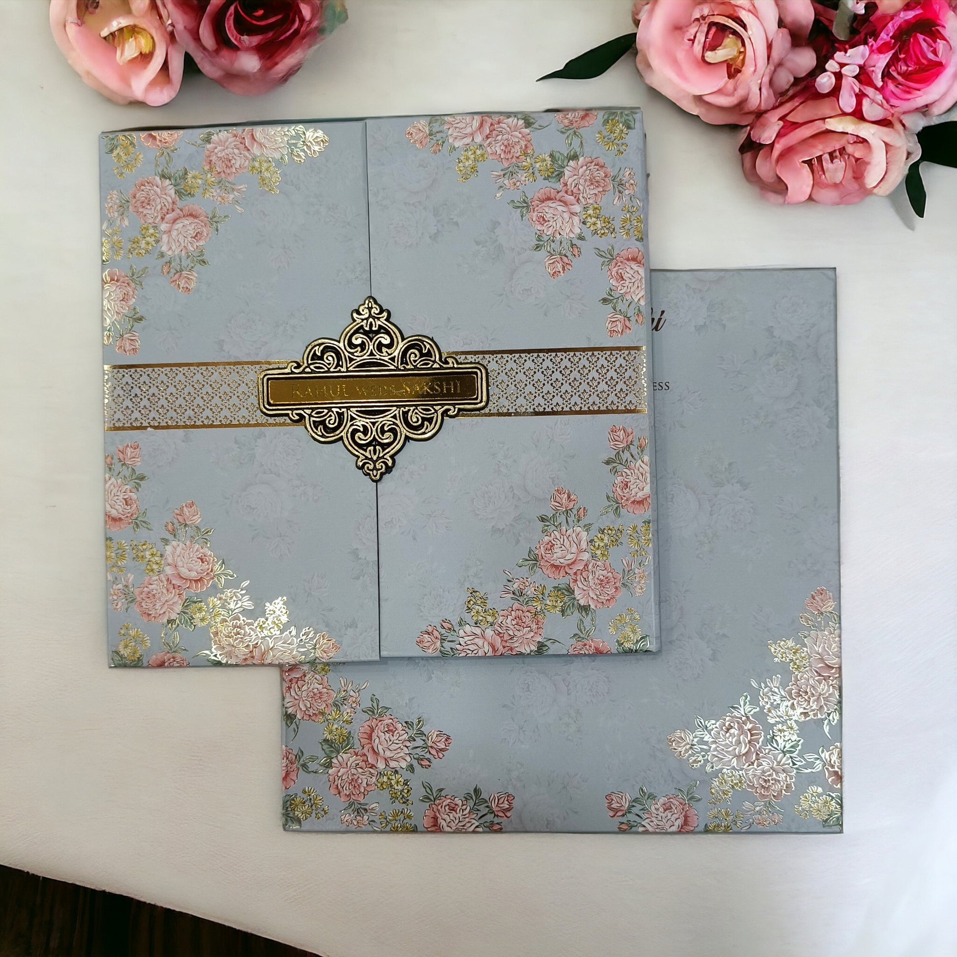 KLB560 Flower Design Premium Thick Wedding Card-Kalash Cards