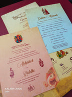 KL03651 Hindu Hardboard Padding Thick Wedding Card with 2 Page and Envelope-Kalash Cards