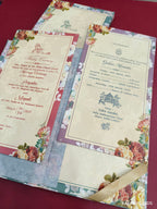 KLB733 Floral Design Hardbound Padding Thick Wedding Card with Couple Name Acrylic Mirror-Kalash Cards