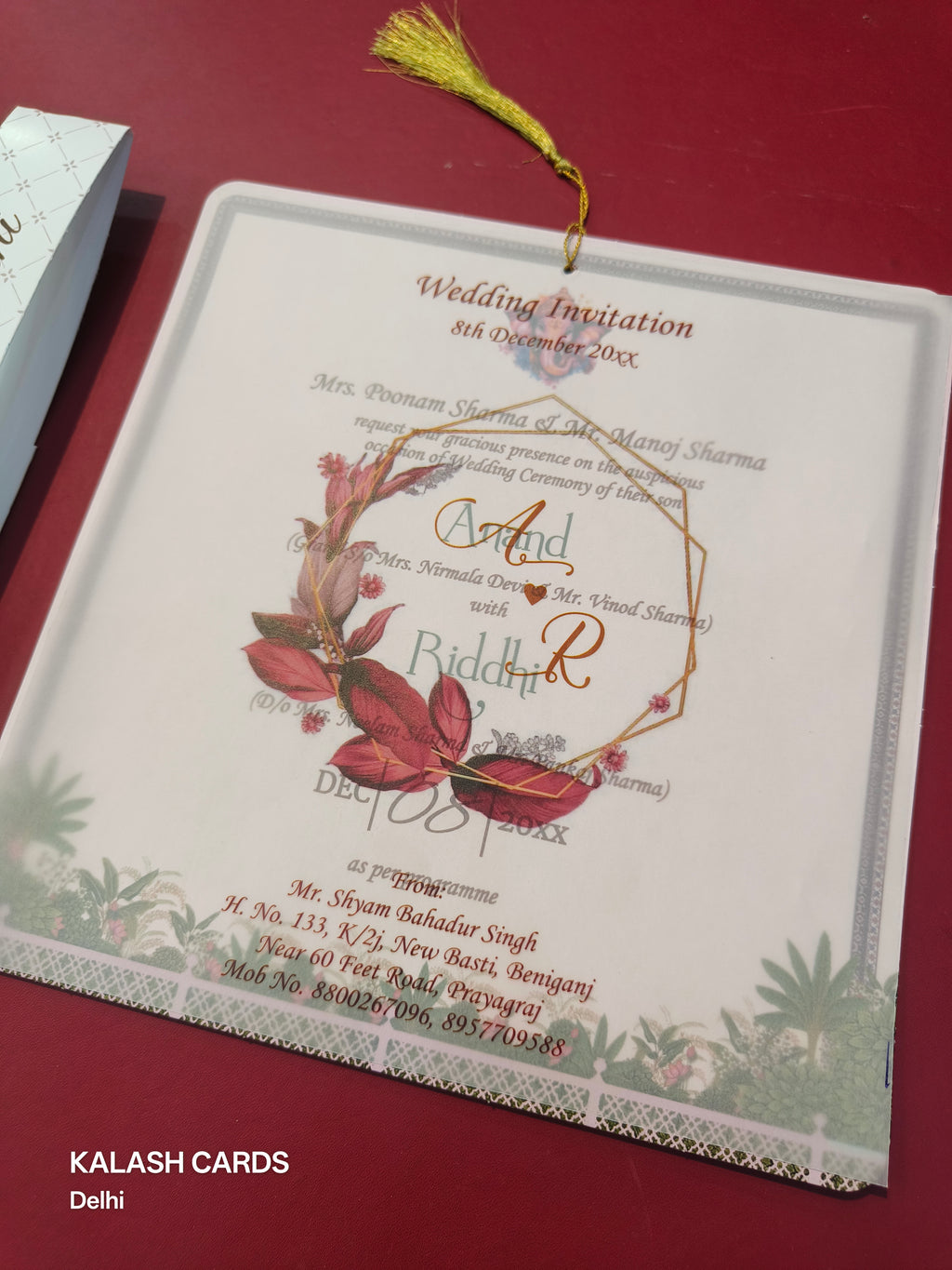 KL1806 Translucent Cover Luxury Wedding Card (2 Page)-Kalash Cards