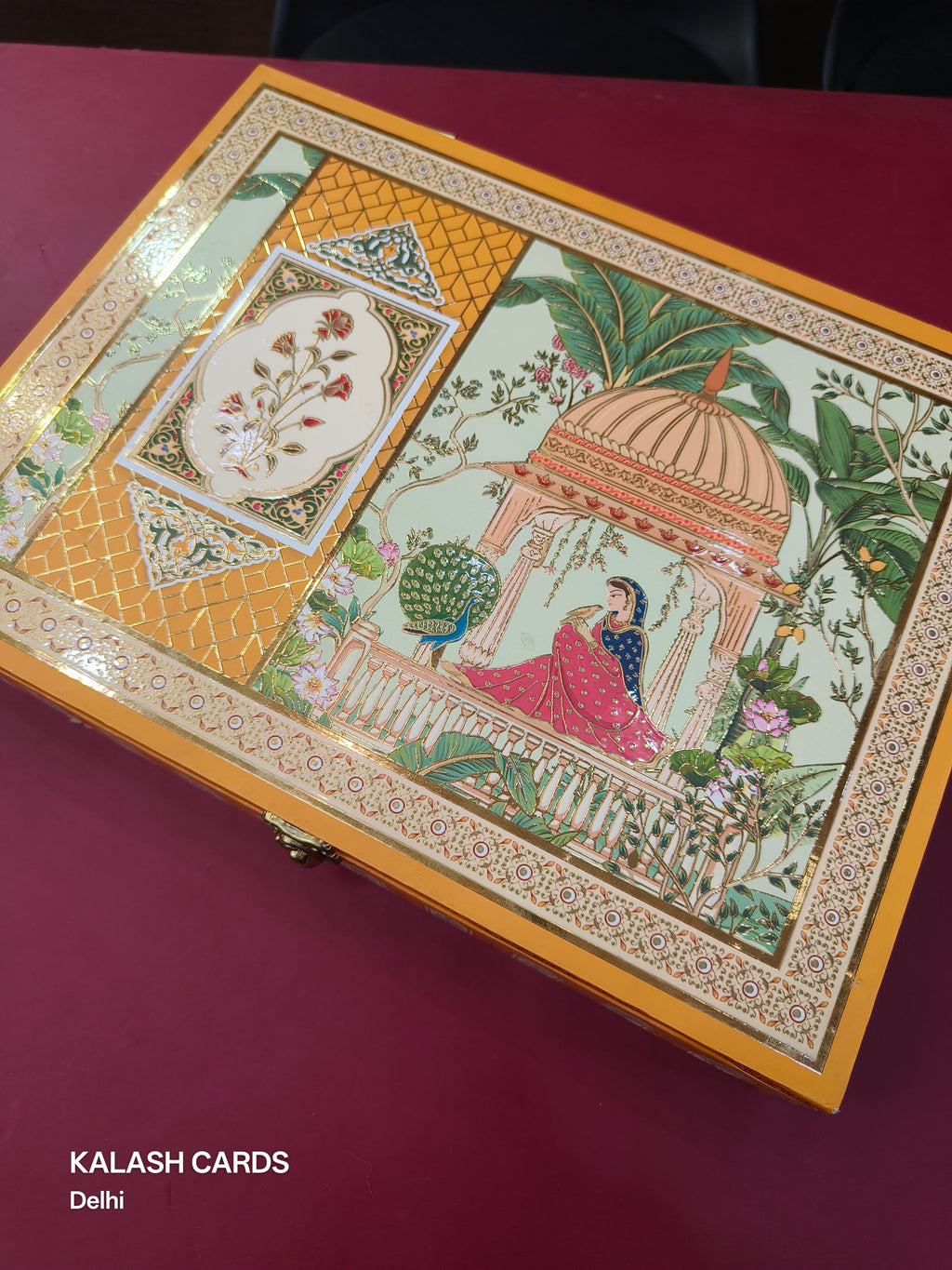 KL9058 Royal Elephant Design Luxury Gift Box with 2 Printed Page Cards (2 Jars)-Kalash Cards