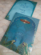 KLB533 Elegant Peacock Theme Semi Box Paper Wedding Card (2 Page)-Kalash Cards