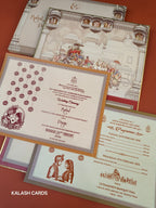 KLB564 Raja Rani Theme Raja Rani Design Hardboard Padding Thick Wedding Card (2 Page)-Kalash Cards