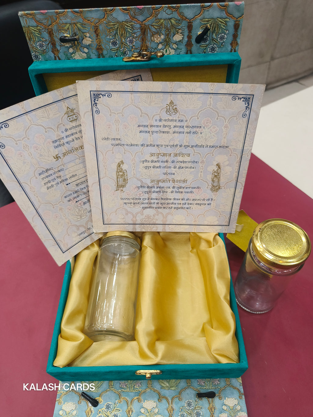 KL9025 Handbag Style MDF Dry Fruit Gift Box with 2 Printed Card Inserts (2 Jars)-Kalash Cards